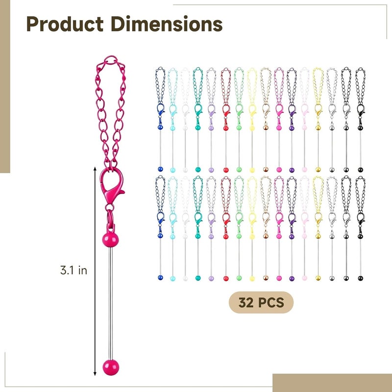 YHomU Metal Keychains For Beads, 32 Pcs Diy Beadable Keychain Kit, 16 Colors, Metal Keychain Supplies Bulk For Craft Projects, Keychains, And Purse Charms - Image 4