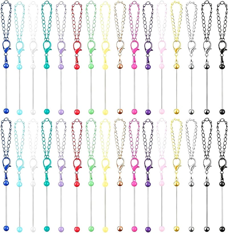 YHomU Metal Keychains For Beads, 32 Pcs Diy Beadable Keychain Kit, 16 Colors, Metal Keychain Supplies Bulk For Craft Projects, Keychains, And Purse Charms - Image 1