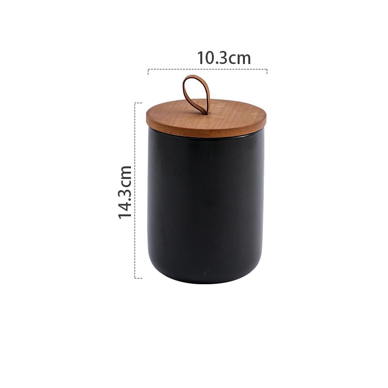 MilkyWay Ceramic Food Storage Jar, Storage Canisters with Airtight Seal Bamboo Lid Modern Design Seal Damp-Proof Kitchen Jar for Coffee, Tea, Spice and More (Black 800ml) - Image 2