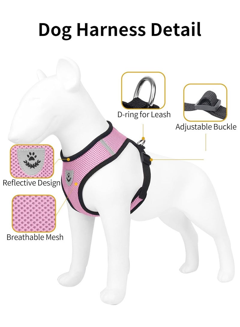 كل يوم حمالة كلب خفيفة الوزن، حمالة جرو مع مجموعة تقييد، خطوة في حمالة للكلاب الصغيرة الإضافية، الركض، المشي، المشي، مع حبل جر وردي - Image 5