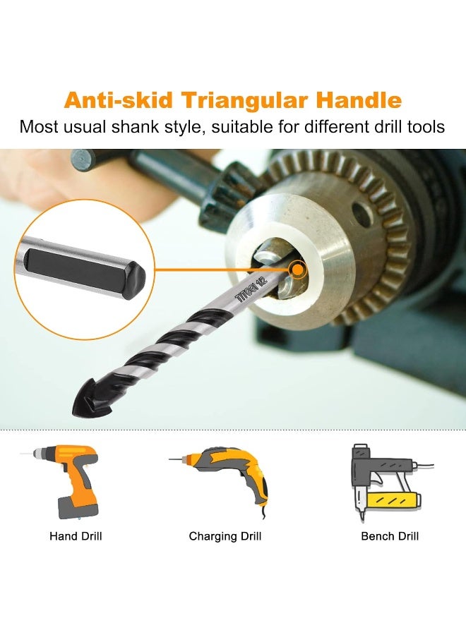 TITGGI Professional Masonry Drill Bit Set (10PCS) for Glass/Brick/Plastic/Cement/Wood/Tile/Etc, Industrial Strength Carbide Drill Bit Tip, 1/8"-1/2"  - Image 4