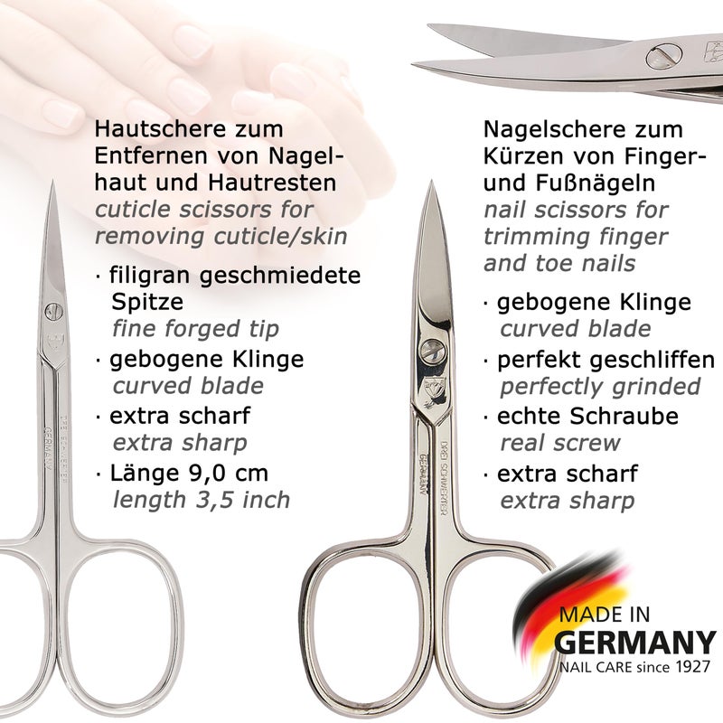 3 Swords Germany - brand quality 8 piece manicure pedicure grooming kit set textil case jeans blue - Made in Germany - Image 2