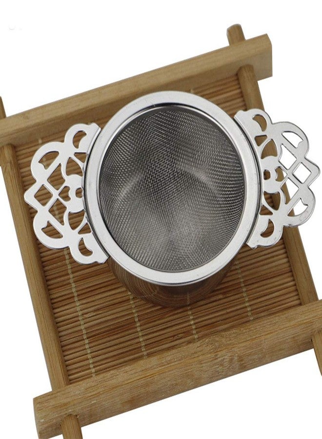 YUDONG 2 Pack Tea Strainers with Drip Bowls,Stainless Steel Loose Leaf Tea Strainers-The Empress Tea Strainer Mesh Tea Infuse with Double Winged Handles-Silver2 - Image 5