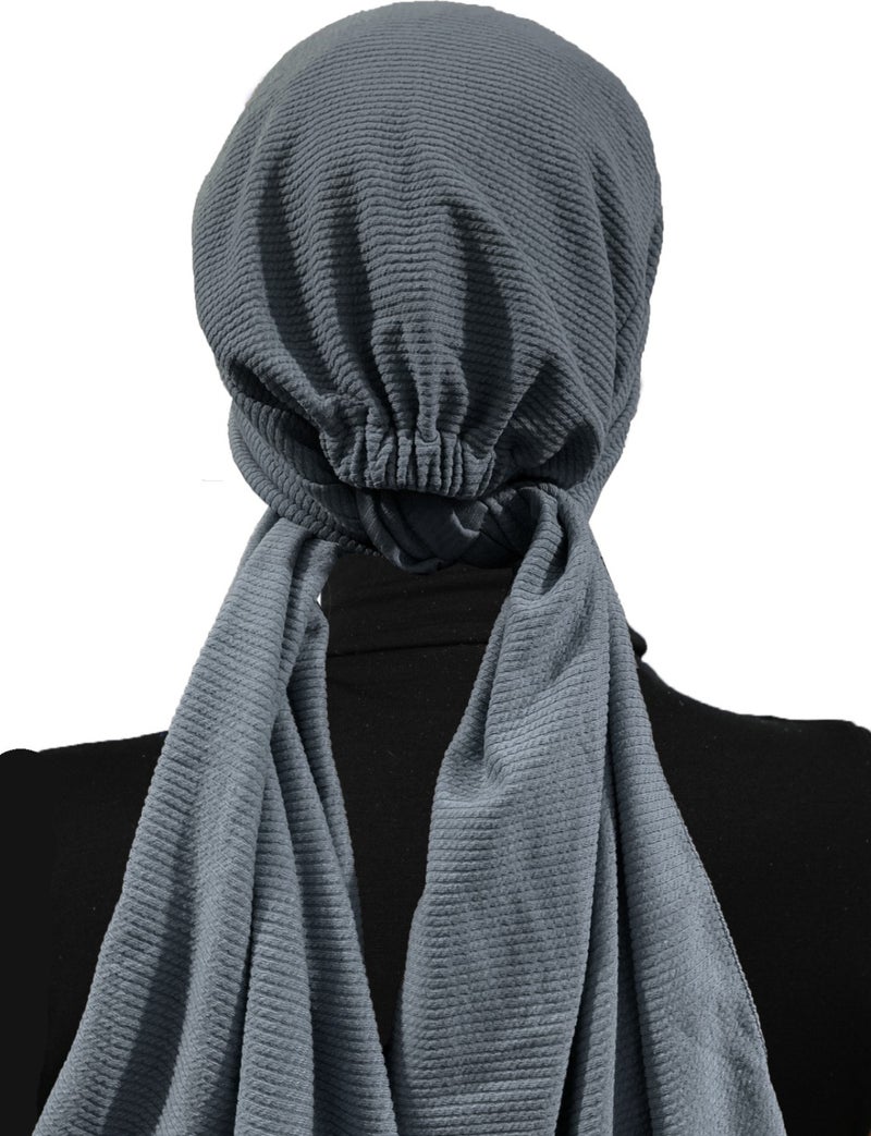 Fidan Bone Corded Combed Cotton Binding Dark Gray Ready-made Hijab Hijab Bone  - Image 4