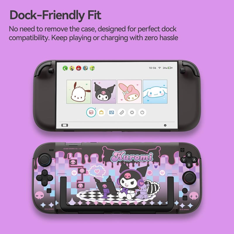 Kuitmor Dockable PC Protective Case Compatible with Switch 2 Model 2025, All-Round Protection Hard Protective Shell for Switch 2 2025 Accessories (Black Purple) - Image 4