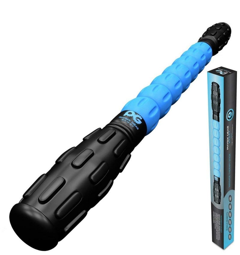 Physix Gear Sport عصا فيزيكس جير - عصا تدليك عضلات الساقين، عصا تدليك عميق للرياضيين، عصا تدليك للعلاج الطبيعي، عصا استعادة، زرقاء - Image 1