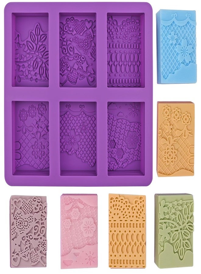 EDUEE Silicone Soap Mold 6 Cavities Rectangle Flower Soap Molds for Homemade Craft Lotion, Cake, Ice Cube(Size 3.15 x 2.17inch) - Image 1