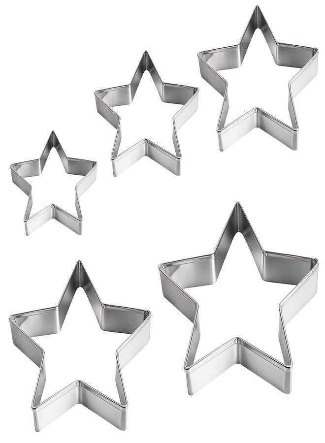 Apausvcm 5 Pcs Star Cookie Cutter Set, Cutters Stainless Steel Five-Pointed Star Edge Cookie Cutters Fondant Biscuit Sandwich Cheese Cutter Star Shapes Molds Pastry Mold Bakeware Tools - Image 1