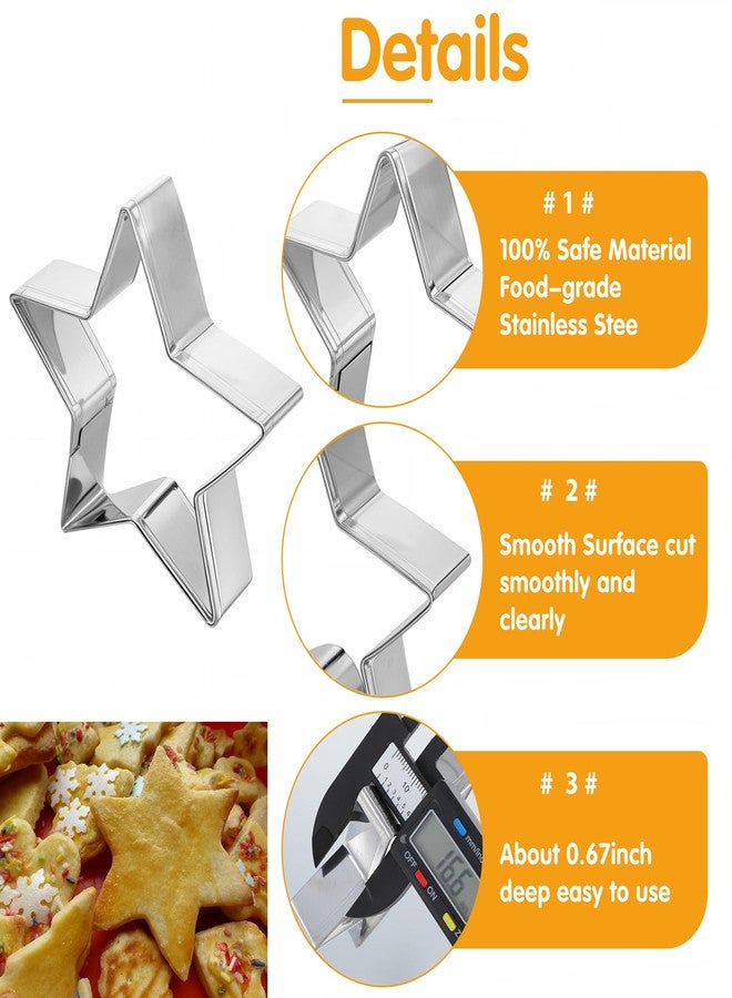Apausvcm 5 Pcs Star Cookie Cutter Set, Cutters Stainless Steel Five-Pointed Star Edge Cookie Cutters Fondant Biscuit Sandwich Cheese Cutter Star Shapes Molds Pastry Mold Bakeware Tools - Image 3
