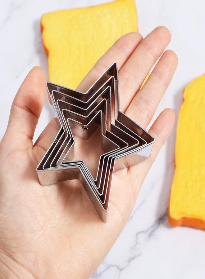 Apausvcm 5 Pcs Star Cookie Cutter Set, Cutters Stainless Steel Five-Pointed Star Edge Cookie Cutters Fondant Biscuit Sandwich Cheese Cutter Star Shapes Molds Pastry Mold Bakeware Tools - Image 4