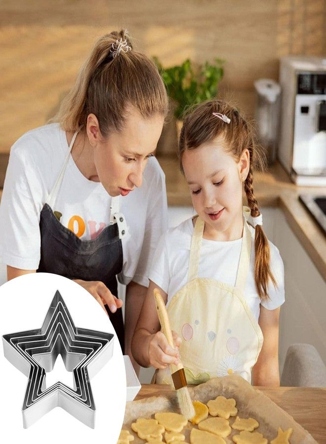 Apausvcm 5 Pcs Star Cookie Cutter Set, Cutters Stainless Steel Five-Pointed Star Edge Cookie Cutters Fondant Biscuit Sandwich Cheese Cutter Star Shapes Molds Pastry Mold Bakeware Tools - Image 5