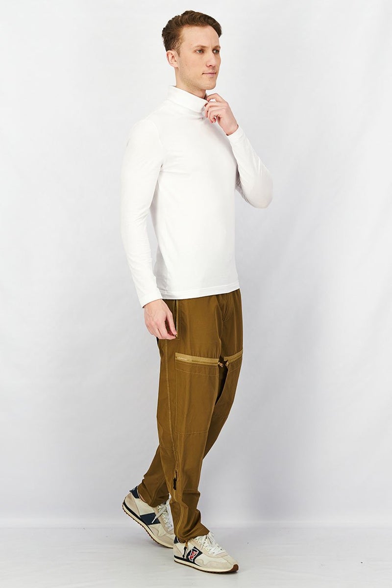 DIESEL Men Regular Fit Printed Cargo Pants, Brown - Image 4