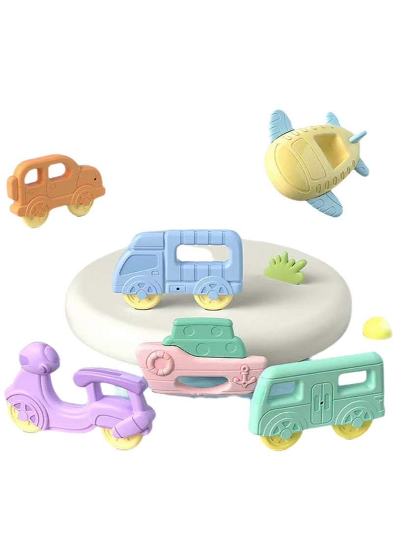 6 Pack Transportation Teethers Teething Soothing Toys Baby Teething Toys Silicone Bpa Free For Babies Toddlers Boys And Girls - Image 1