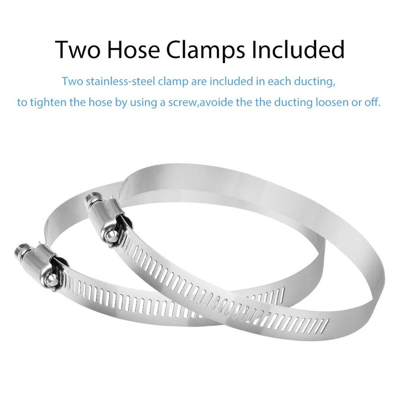 YIJUHOU 4 Inch 16FT Air Duct, Non-Insulated Flexible Aluminum Dryer Vent Hose for HVAC Ventilationï¼ŒFan Filter and Grow Tent, 2 Clamps Include - Image 4