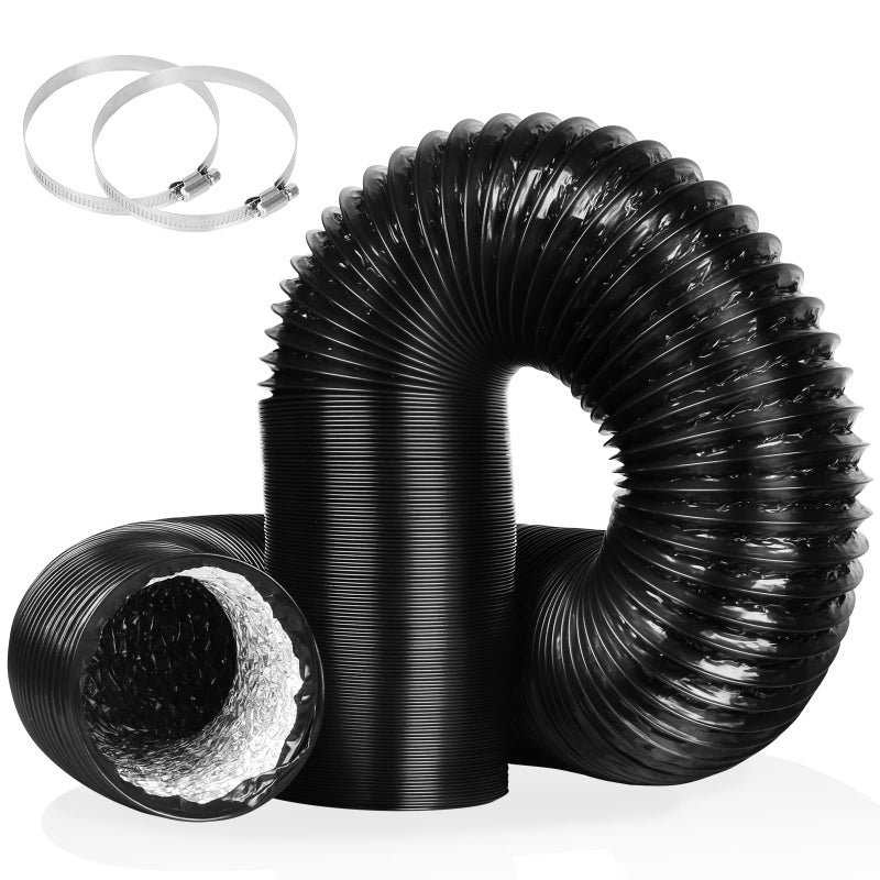 YIJUHOU 4 Inch 16FT Air Duct, Non-Insulated Flexible Aluminum Dryer Vent Hose for HVAC Ventilationï¼ŒFan Filter and Grow Tent, 2 Clamps Include - Image 1