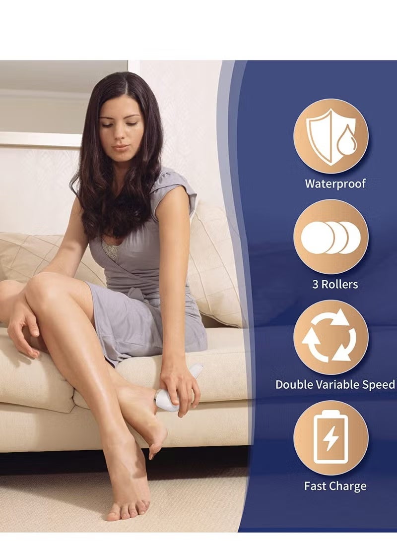 جهاز كهربائي لإزالة مسامير القدم، جهاز تقشير القدم، مبرد قدم كهربائي، مزيل للجلد الميت قابل لإعادة الشحن، طقم باديكير كهربائي مع 3 رؤوس أسطوانية للطحن - Image 3