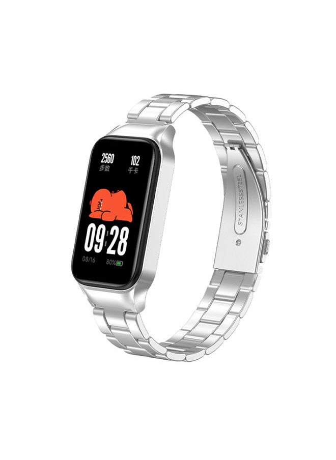 O Ozone Metal Band for Xiaomi Redmi Smart Band 2 3 beads Stainless Steel Metal Bracelet for Redmi Band 2 Smart Wristbands Replacement Watchbands Accessories for Men Women - Sliver  - Image 1