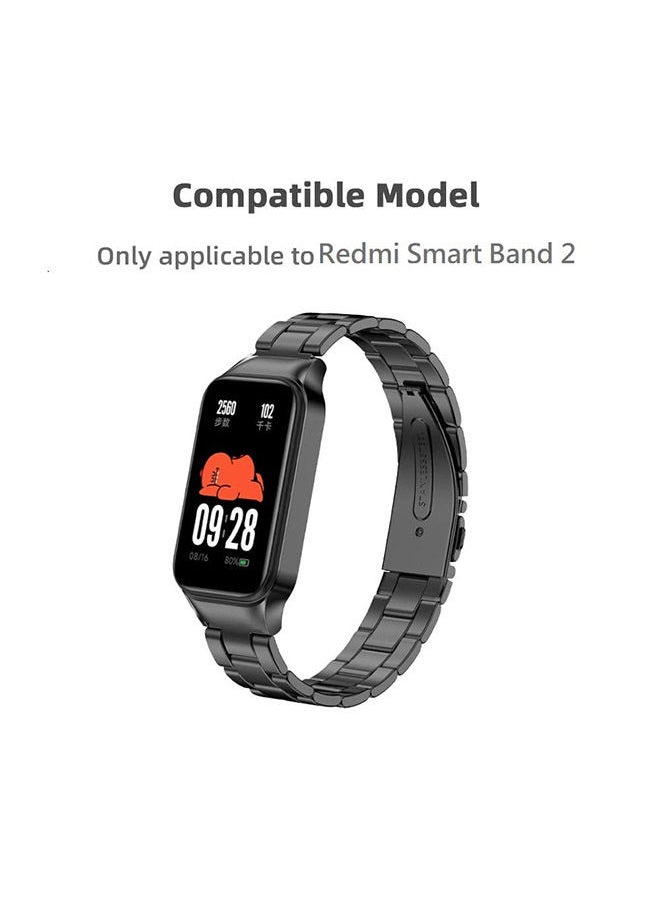 O Ozone Metal Band for Xiaomi Redmi Smart Band 2 3 beads Stainless Steel Metal Bracelet for Redmi Band 2 Smart Wristbands Replacement Watchbands Accessories for Men Women - Sliver  - Image 2
