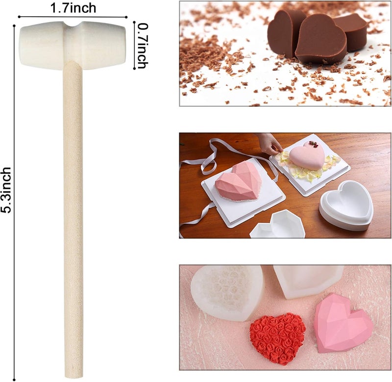 Mihey 24 Pieces Mini Wooden Hammers Mallets Gavel Toy for Kids Cute Breakable Heart Hammers for Chocolate - Image 2