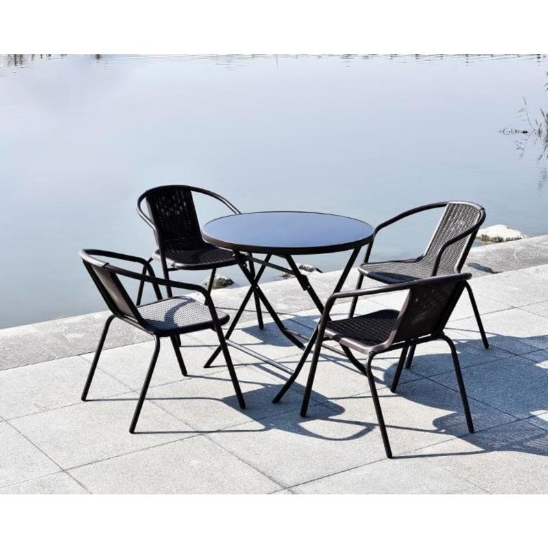 Garden Dining Set Outdoor Furniture Patio Dining Table and Chair Balcony Dinner Table Dinner Chair Poly Rattan Anthracite and Grey - Image 3
