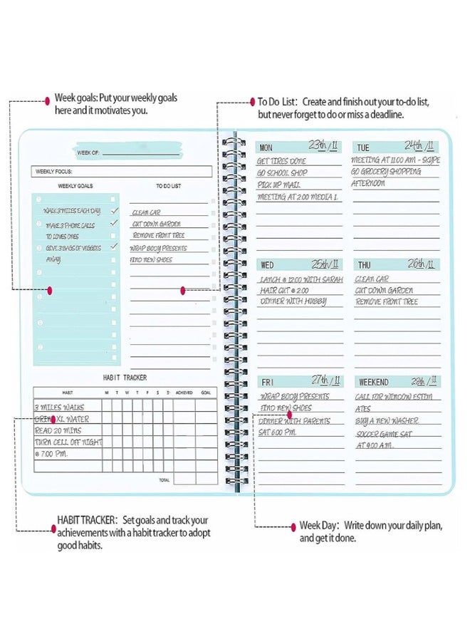Generic - Weekly Planner Undated, A5 To Do List Notebook Weekly Goals Schedule Planner Daily Planner Notebook Weekly Goals Planner for Work & Personal Life - Image 1