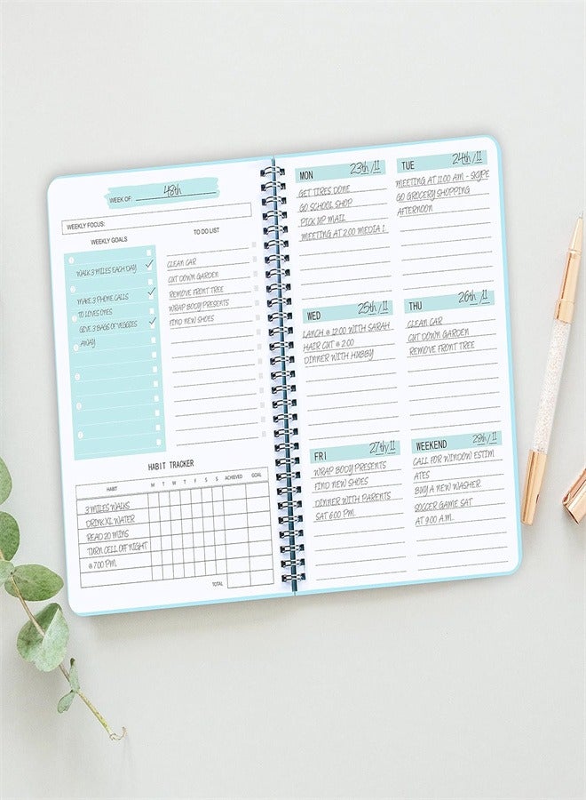 مخطط أسبوعي غير مؤرخ، دفتر قائمة المهام A5 دفتر قائمة المهام دفتر جدول الأهداف الأسبوعية دفتر جدول الأهداف الأسبوعية مخطط الأهداف الأسبوعية للعمل والحياة الشخصية - Image 2