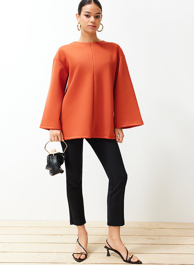trendyol Tile Front Zipper Detailed Diver/Scuba Stylish Knitted Sweatshirt TCTSS24UK00032  - Image 2