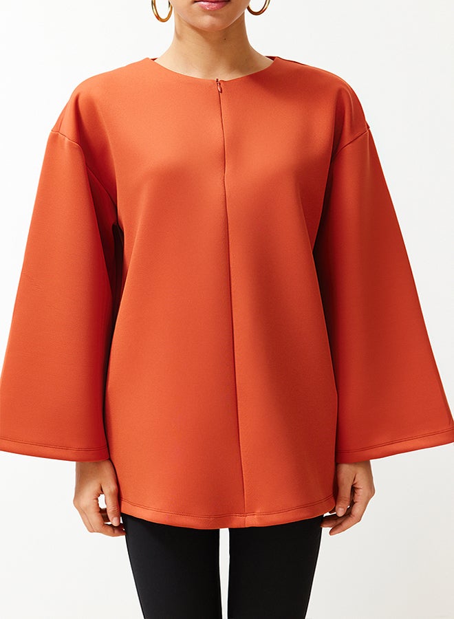 trendyol Tile Front Zipper Detailed Diver/Scuba Stylish Knitted Sweatshirt TCTSS24UK00032  - Image 4