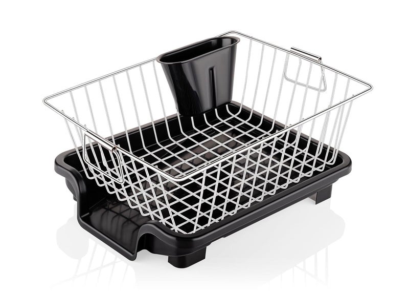 RADIANT Kitchen Dish Drainer Rack with Utensil Stand and Draining Basket, Steel - Image 1