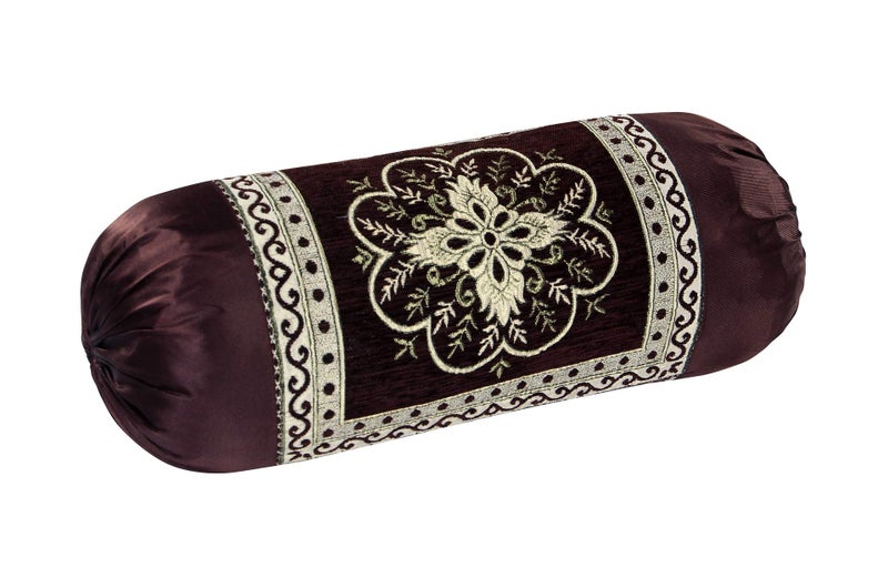 HSR Collection 2 Piece Valvet Chenille Bolster Cover Set - 32x16 inches, Coffee - Image 2