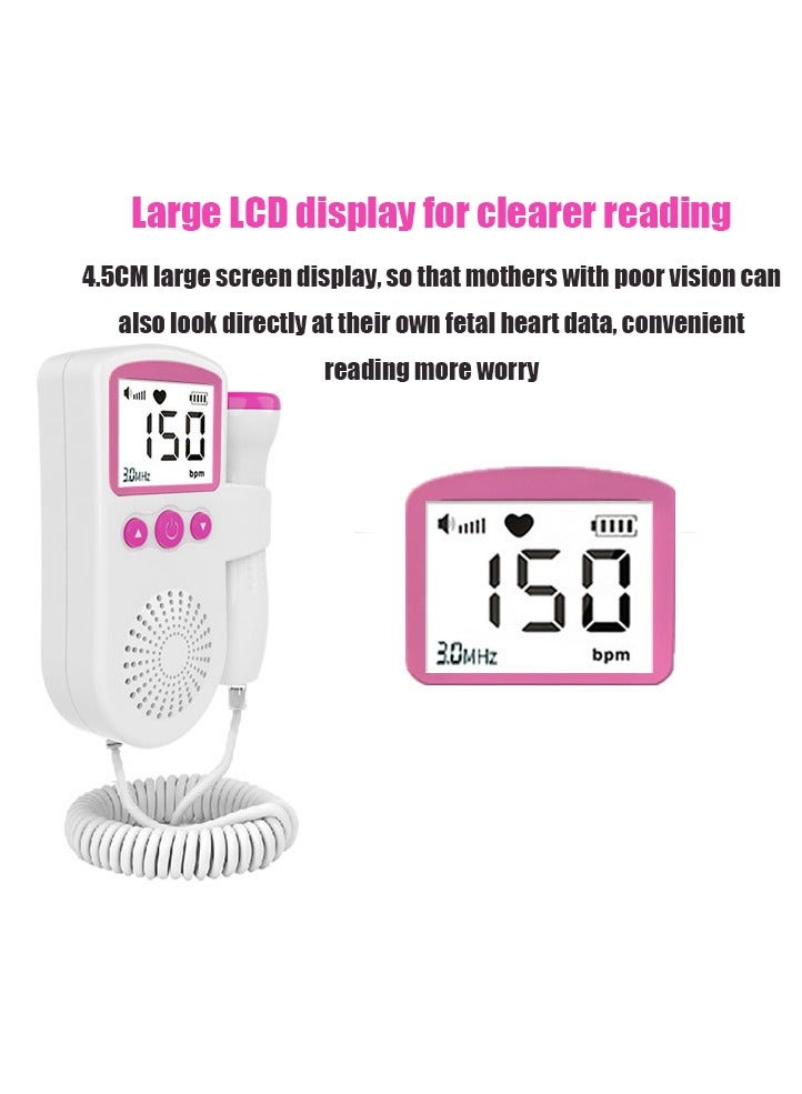 Generic Portable Fetal Heart Rate Detection Device, Easy to use Home Fetal Doppler, Ultrasonic Diagnostic Technology with LCD Display for Baby(Pink)  - Image 4