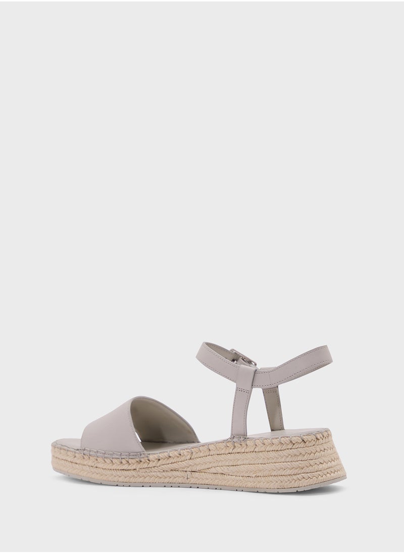 CALVIN KLEIN LEATHER WEDGE ROPE SANDALS  - Image 3