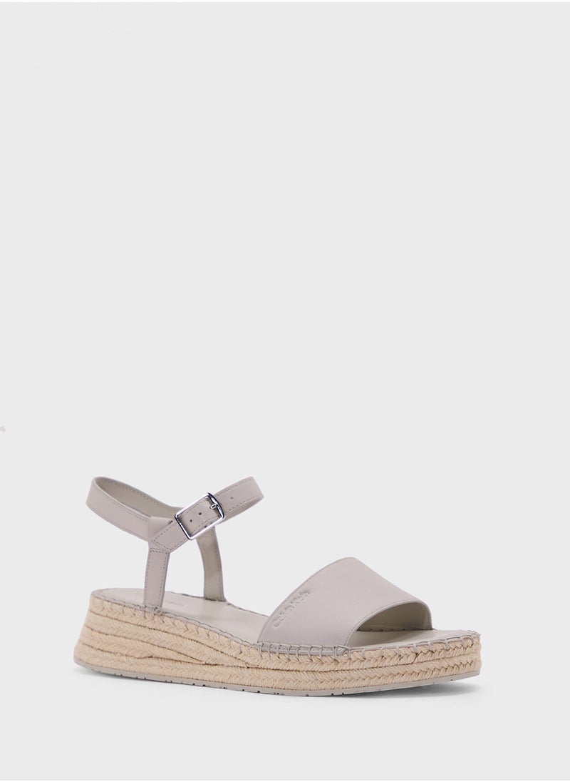 CALVIN KLEIN LEATHER WEDGE ROPE SANDALS  - Image 2