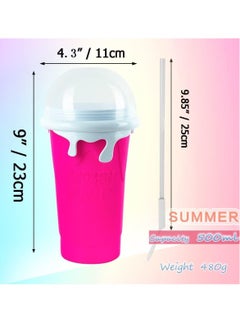 ELTRAZONE DIY Slushy Maker Cup Set of 2 – 500ml Pink Reusable Squeeze Cup for Quick Homemade Slushies, Milkshakes & Smoothies – Freeze, Squeeze, and Enjoy in Minutes – BPA-Free, Fun for Kids & Adults  - Image 2