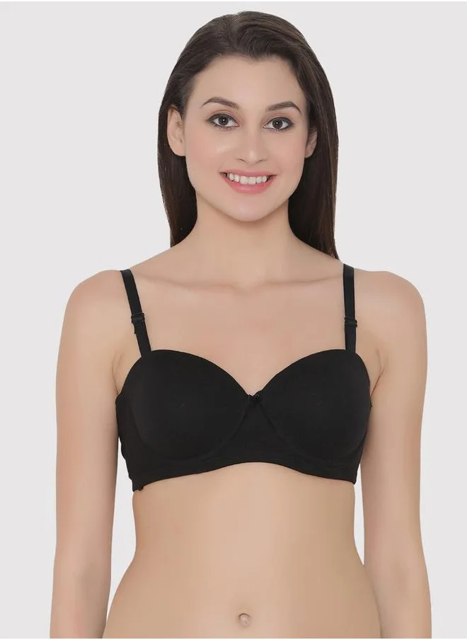 Clovia Clovia Black Pack of 2 Padded Underwired Full Coverage Multiway T-Shirt Bras