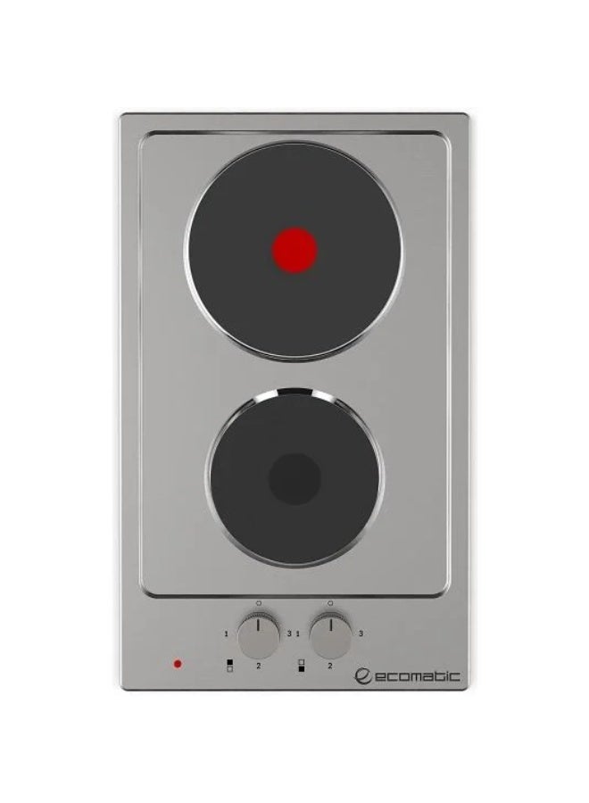 Ecomatic Built-in Electric Cooker, 30 cm, 2 Burners, ES603 - Silver