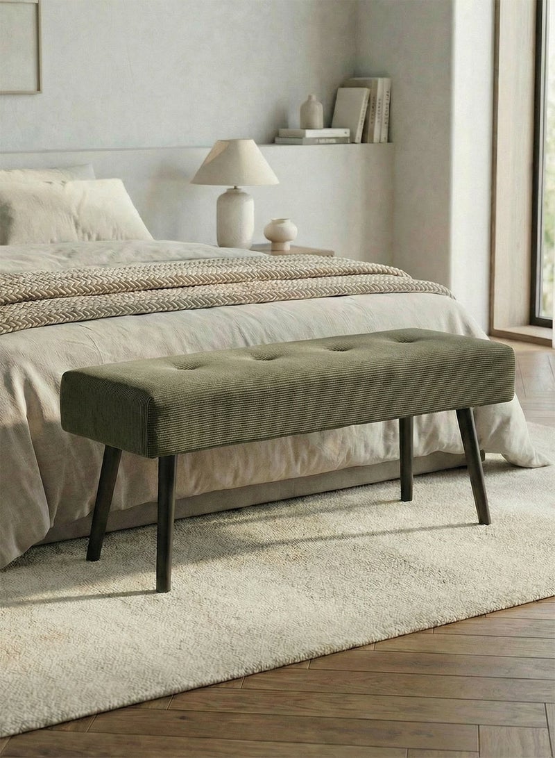 M-Smart 120cm - Modern Design Velvet Upholstered Ottoman Bench - End of Bed Bench, Shoe Changing Seat, Bench for Bedroom, Living Room, Entryway & Hallway, Green - Image 1