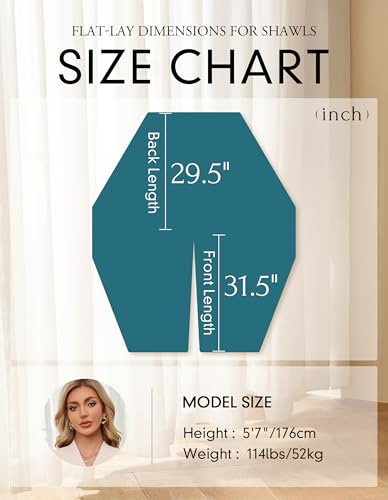 PULI Women's Elegant Shawl Wraps Soft Open Front Poncho Sweater for Spring Fall Winter dark Cyan - Image 5