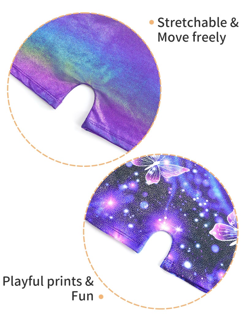 Nokecina Girls Gymnastics Leotards Size 7-8 Years Old Shiny Purple Butterfly 2 Packs Sleeveless Biketards - Image 5