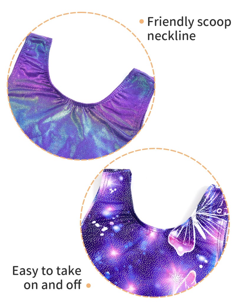 Nokecina Girls Gymnastics Leotards Size 7-8 Years Old Shiny Purple Butterfly 2 Packs Sleeveless Biketards - Image 3