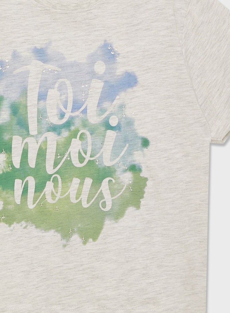 نيم ات تيشيرت مزين بطبعة رسومات للأطفال - Image 3