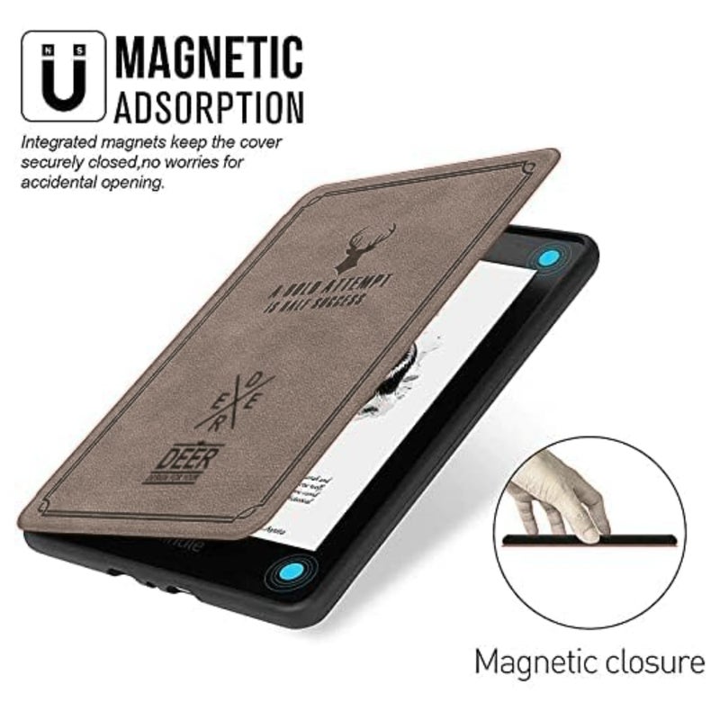 Moca غطاء كيندل بيبر وايت الجيل 12 7" (2024) وغطاء كيندل كولور سوفت 7" (2025) - جلد، تصميم نحيف، وظيفة النوم/الاستيقاظ التلقائي، إغلاق مغناطيسي، متين، خفيف الوزن (قهوة) - Image 3