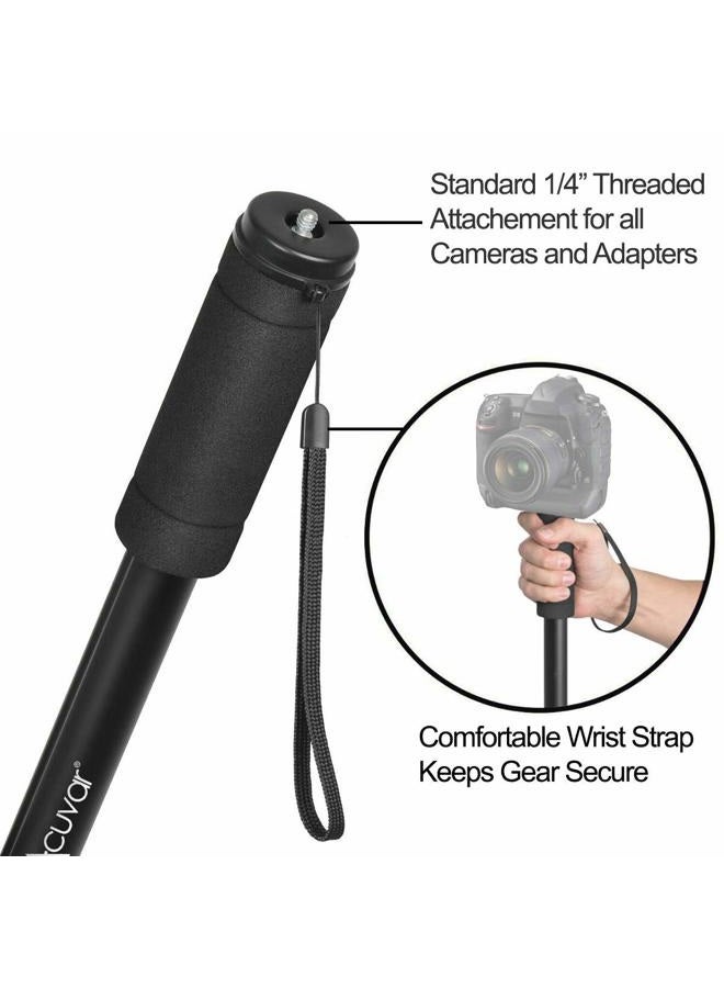 Acuvar 62' Inch Monopod with Integrated Safety Strap and 4 Section Extending Pole for All Digital Cameras, DSLR, Mirrorless, Compact Cameras, Camcorders & Cell Phones - Image 3