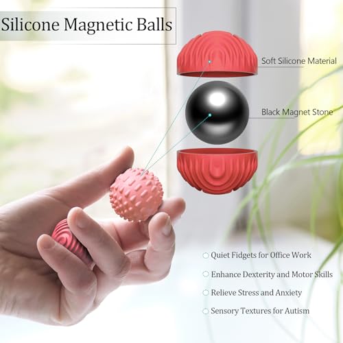 luckdoor Silicone Magnetic Balls Fidget Toys for Adults Teens4PCS Stress Relief Sensory Toys for Autism ADHD AnxietyFun Textures GadgetsOffice Desk ToyStocking Stuffers for Men Women Teen Gifts - Image 5