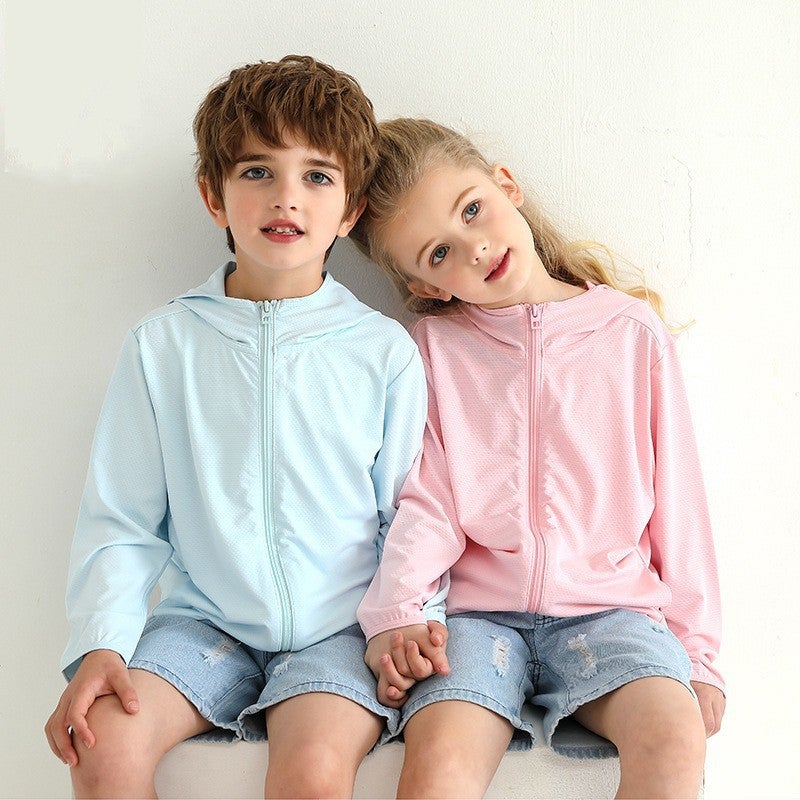 Upf50 Kidsren'S Sun Protection Clothing Boys And Girls Anti-Uv Baby Breathable Thin Top Summer Ice Silk Jacket - Image 4