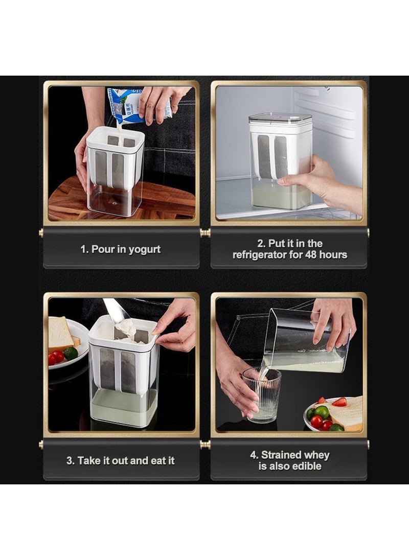 Lemonzza Lemonzza The Future Yogurt Maker Curd Strainer 1100ml Greek Yogurt Multipurpose Yogurt with Fine Mesh Bag Lid Reusable Pouch Filter Kitchen Whey Separator Tools for Yogurt Juice Tea Nut Milk Cheese  - Image 4