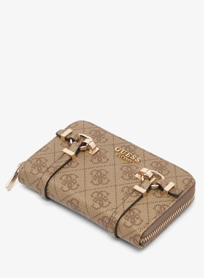 Guess  Leona Logo Medium Zip Around Bi-Fold Wallet for Women | Best Price UAE
