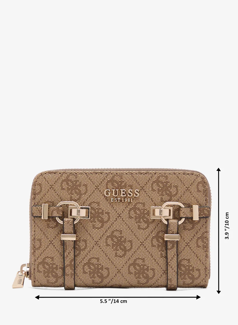 Guess  Leona Logo Medium Zip Around Bi-Fold Wallet for Women | Best Price UAE
