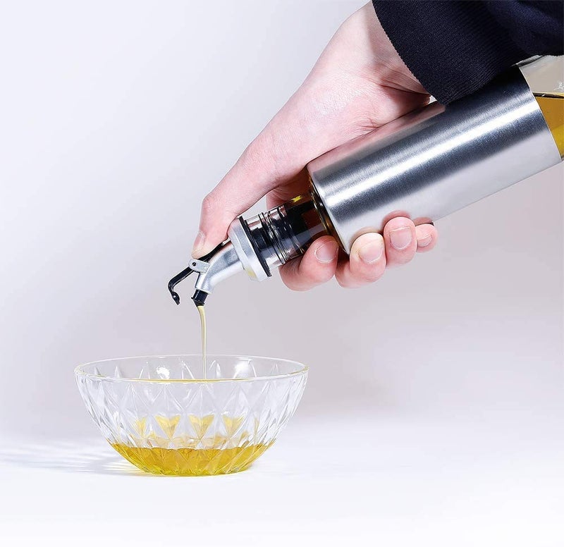 NGEL Stainless Steel Oil Dispenser Bottle Glass Cooking Oil Vinegar Cruet for Kitchen Pack of 1 - Image 4