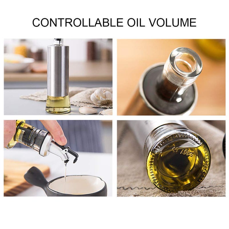 NGEL Stainless Steel Oil Dispenser Bottle Glass Cooking Oil Vinegar Cruet for Kitchen Pack of 1 - Image 3